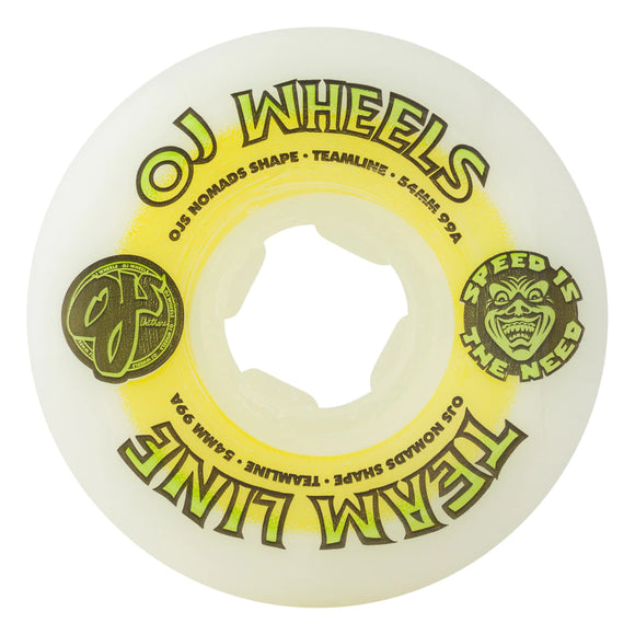 OJ Wheels Team Line Original White Yellow/Green Hardline 99a 54mm