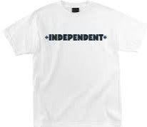 Independent Bar Cross Tee White w/ Blue Logo